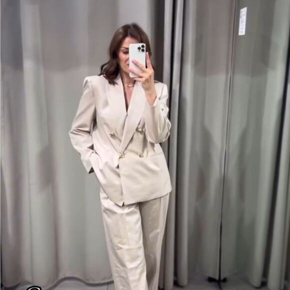 Zara SHINY-EFFECT Matching Suit Set Size Medium - Picture 5 of 15